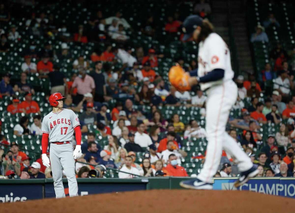 Shohei Ohtani struck out Aledmys Diaz on pitch over other batter's box