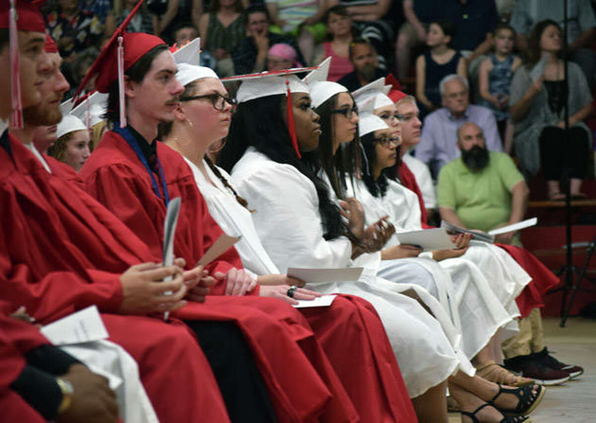 Members of Jacksonville High School’s Class of 2019 participate in their graduation ceremony.