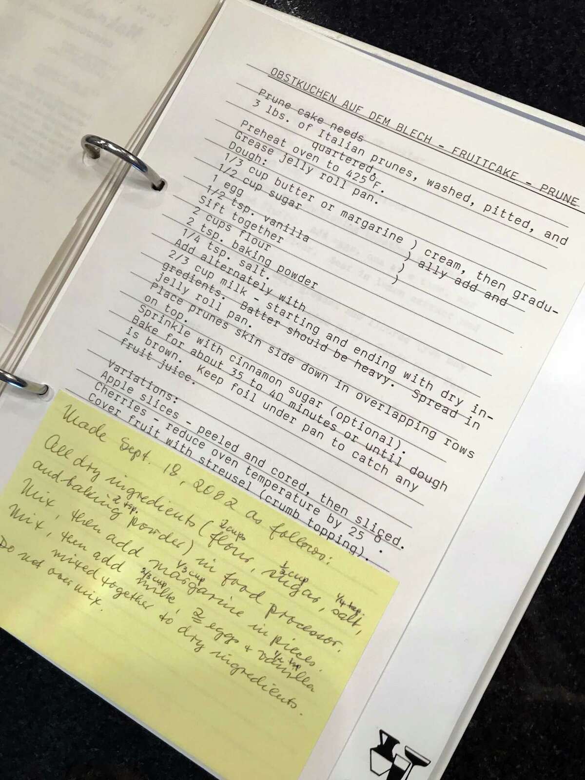 Michelle Barrera has collected about 100 of her mother's hand-typed recipes into a family cookbook.