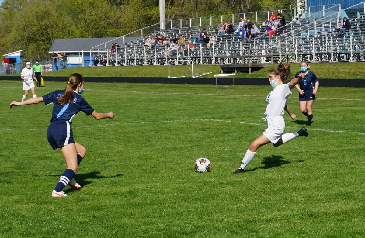 Crossroads girls soccer team battles but drops home match to Gladwin