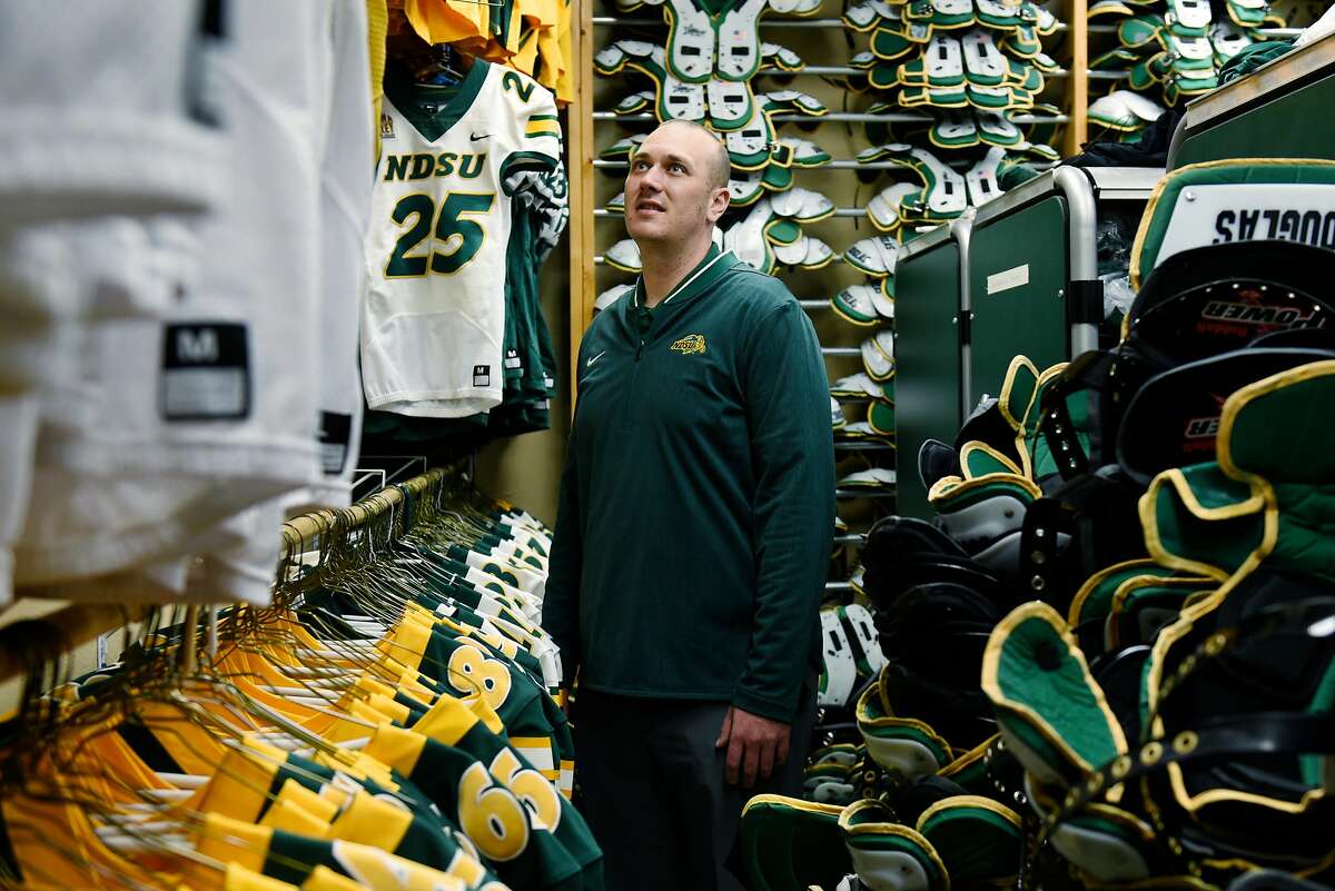 NDSU?•s Director of Football Operations and Equipment, Nathan Bjoralt, in the team?•s equipment room on Thursday, May 6, 2021 in Fargo, North Dakota. On April 29, 2021, the San Francisco 49ers drafted North Dakota State University?•s quarterback Trey Lance in the first round.