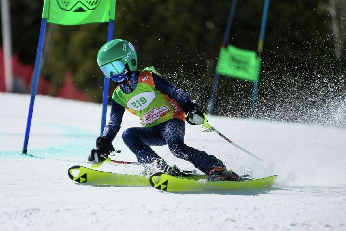 Alec Johnson, of Manistee, on his gold medal run at the Nastar Alpine Ski Nationals in Snowmass, Colo. (Courtesy photo)