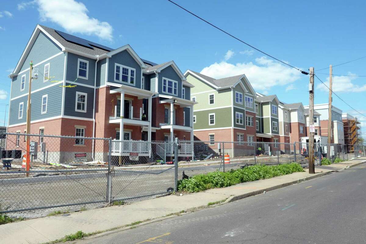 Construction of the Winward Apartments construction site in Bridgeport last month.
