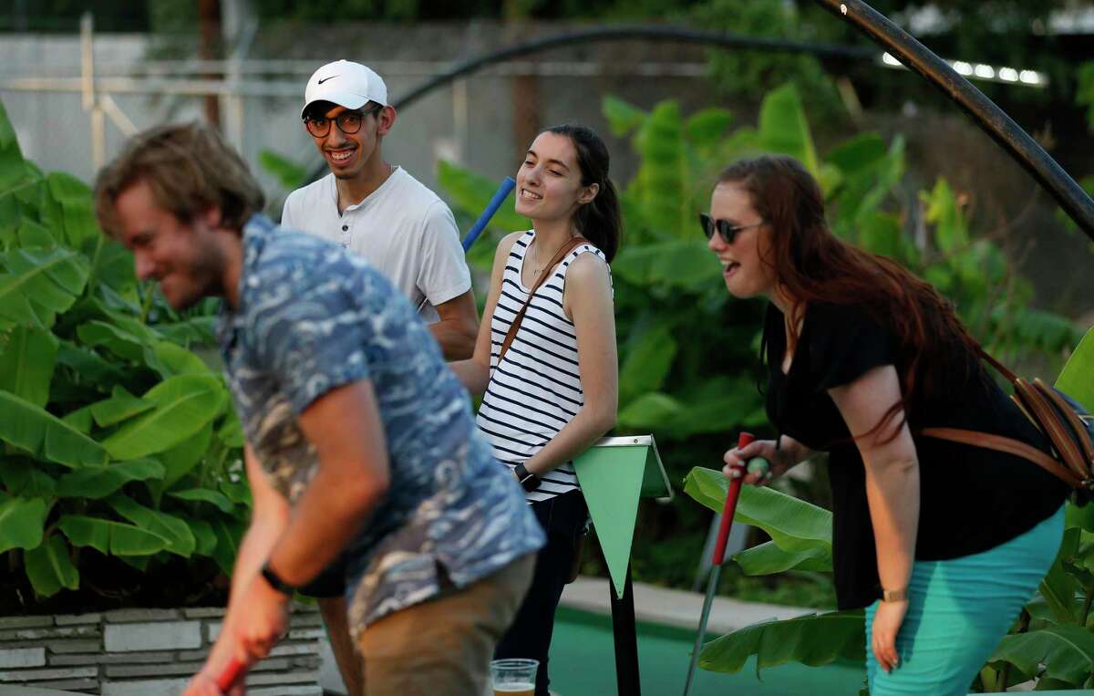 After Noah Bierwith ball returns to where he put the rest of the quartet – John Martinez, Cassie Debolt and Anna Van Buskirk share a laugh.