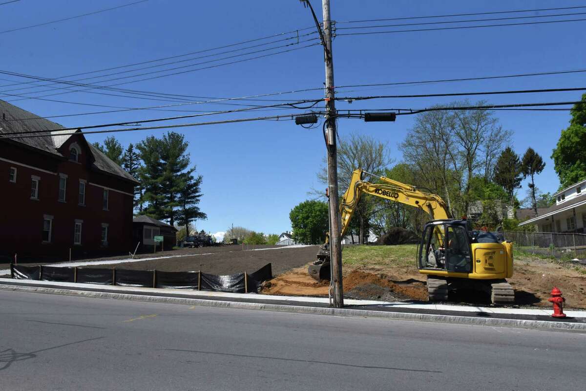 Construction work on the Orchard Park revitalization project in Schenectady's Mont Pleasant neighborhood is underway on Friday, May 14, 2021, on Crane Street in Schenectady, N.Y. (Will Waldron/Times Union)