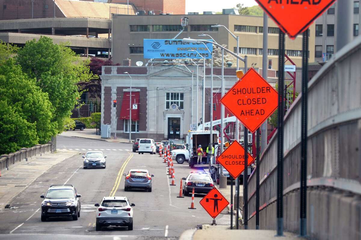 The view looking east towards Debry of construction that has started on the Derby/Shelton bridge, seen from Shelton, Conn. May 12, 2021.