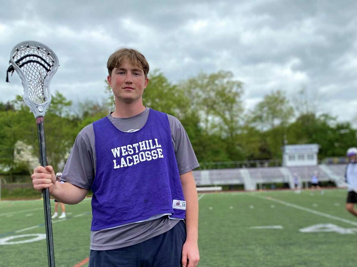Westhill senior boys lacrosse captain Jack Engel at practice on Monday. Engel and the rest of the Vikings are playing without head coach Scott Stone who is overseas with the Connecticut National Guard.