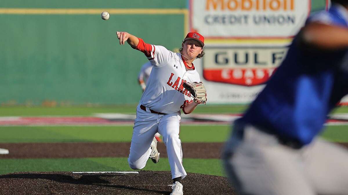 Trevin Michael throws a pitch Friday night against New Orleans. Lamar won the game, 6-0.