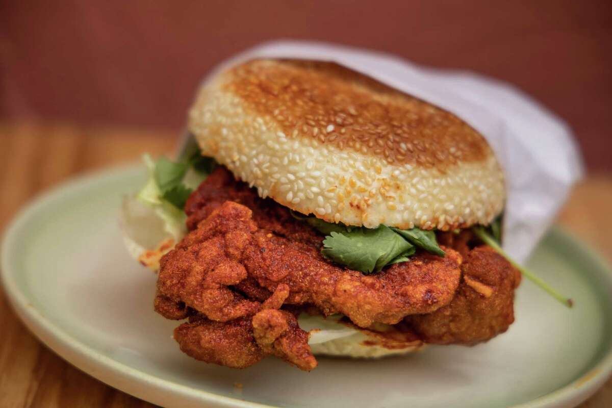 The hit Sichuan hot chicken sandwich from Ok’s Deli, opening soon in Oakland.