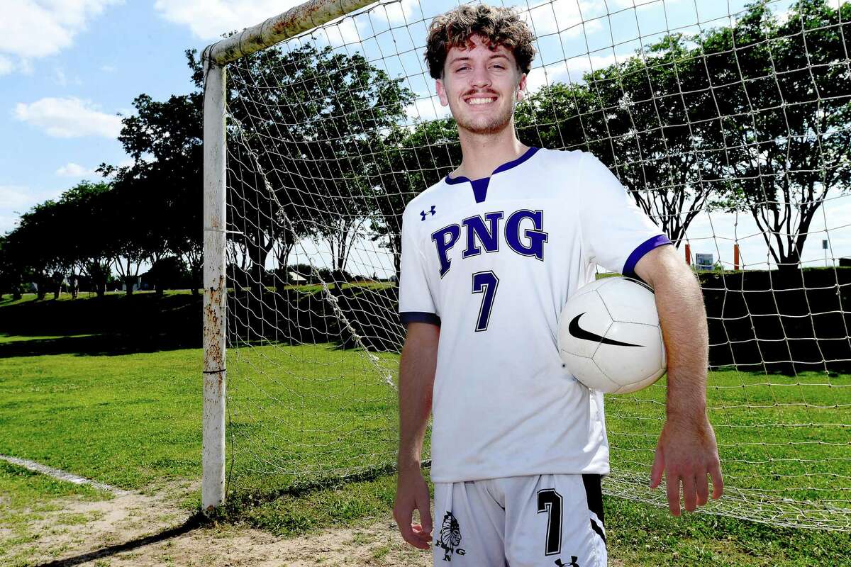Port Neches - Groves' Jason Lovejoy is the boy's soccer Super Gold Player of the Year. Photo made Friday, May 14, 2021 Kim Brent/The Enterprise