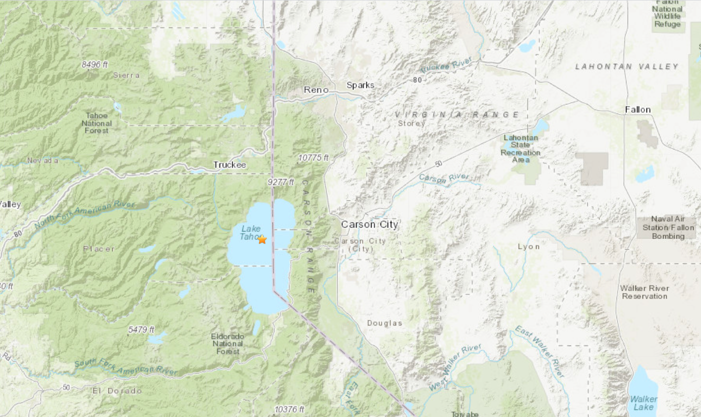 Il terremoto ha colpito nel mezzo del lago Tahoe vicino a Dollar Point