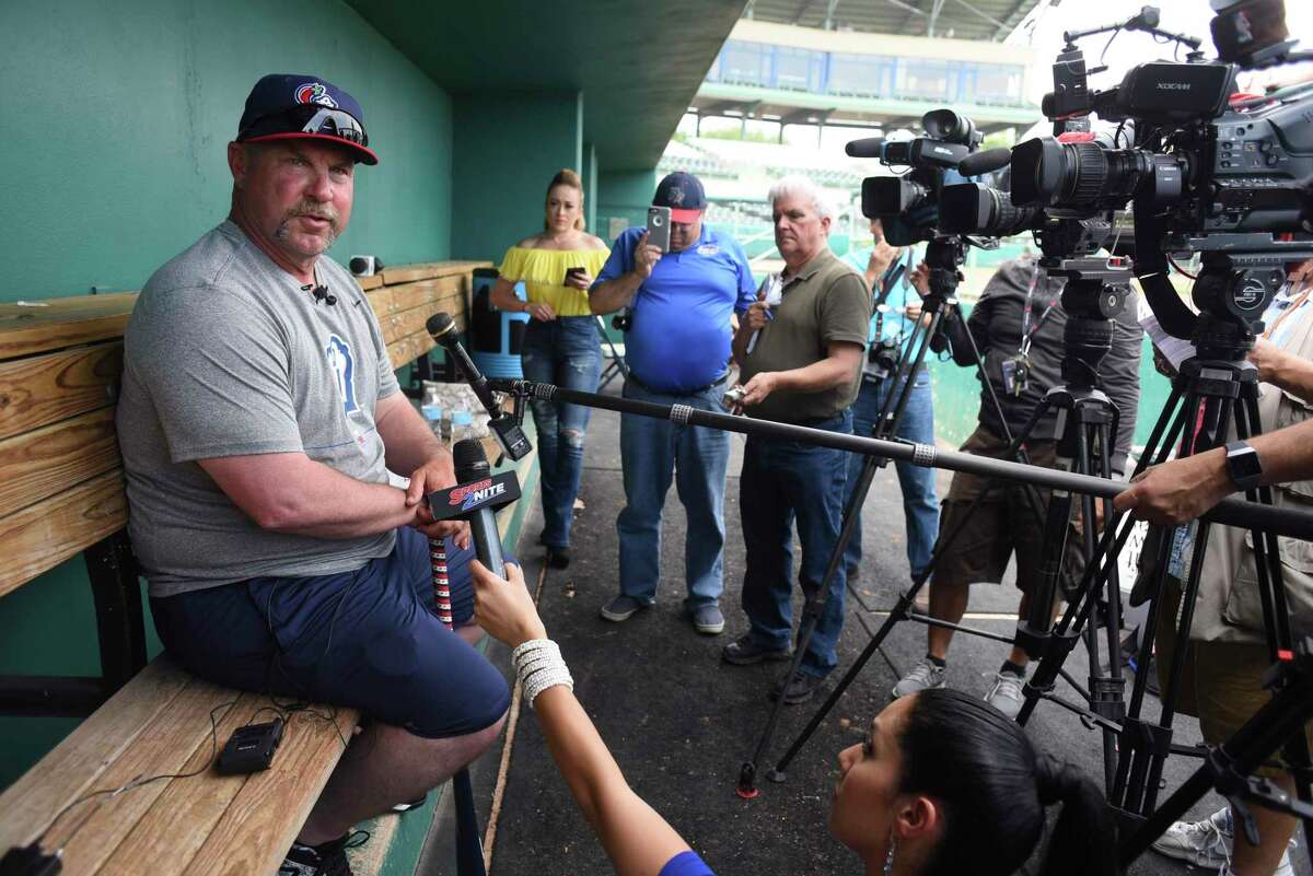 San Antonio Missions manager Phillip Wellman speaks with the press during Media Day for the San Antonio Missions baseball team at Nelson Wolff Stadium on Tuesday, April 3, 2018.