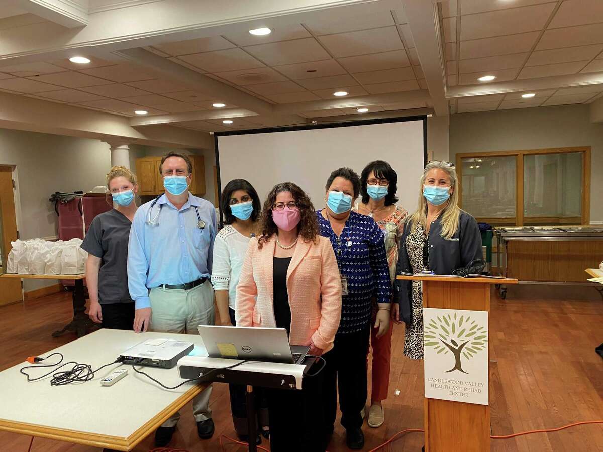 From left: Jessica Sampias, Dr. Kenneth Marici, Veena Reddy, Dr. Susann Varano, Cindy LaCour, Kim Galligan, Quinn Fusco at Candlewood Valley Health and Rehabilitation.