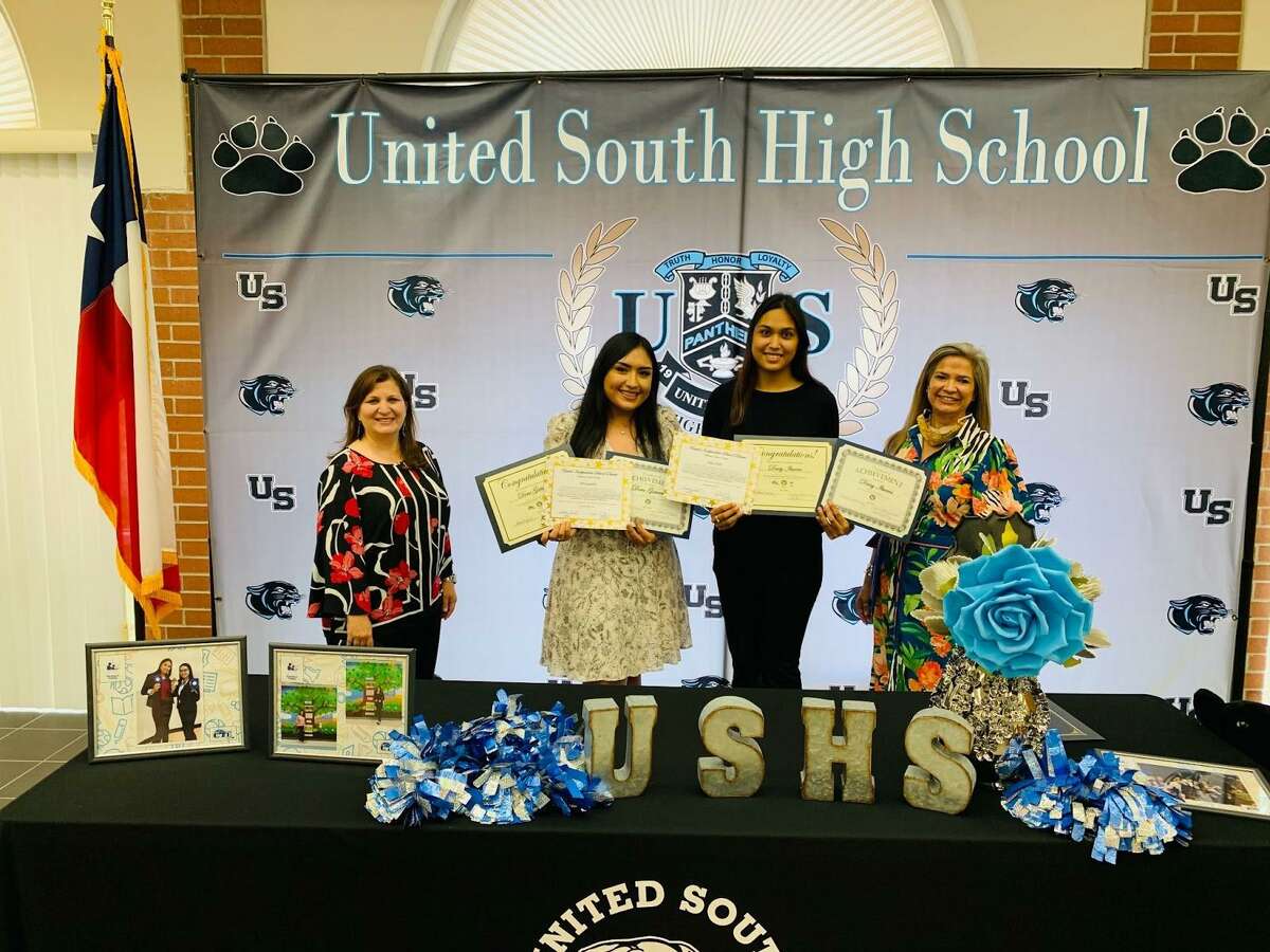 Pictured are United ISD CTE Director Angelica Sanchez, recipients and UISD employees Dora Gutierrez and Daisy Ibarra, and CTE Business and Community Partnerships Coordinator Diana Ortiz.