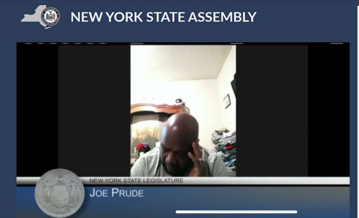 Joe Prude speaks at a joint legislative hearing on Tuesday, May 18, 2021 examining New York’s overwhelmed mental health system.