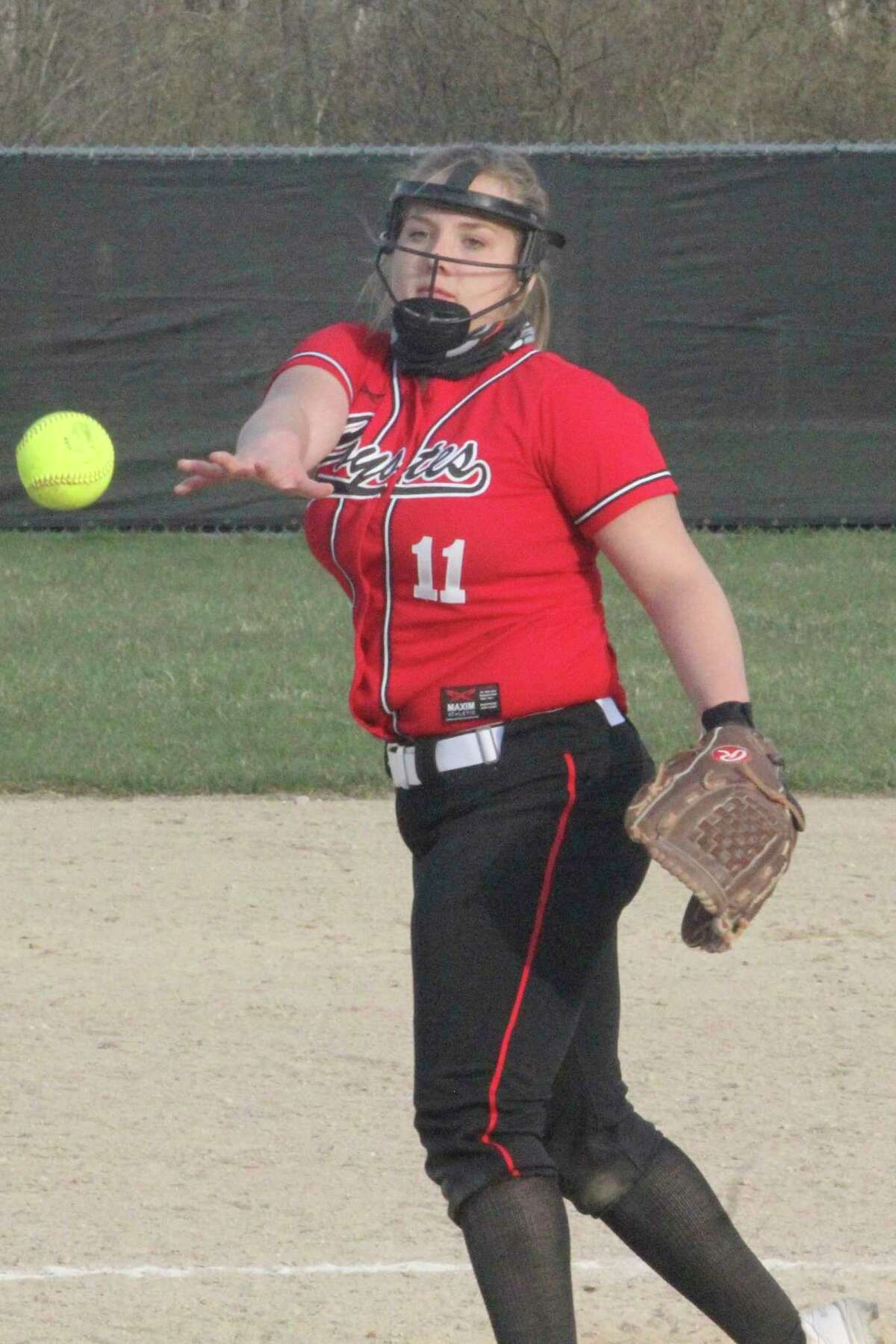 Reed City's Rylie Schafer delivers a pitch earlier this season. (Herald Review file photo)