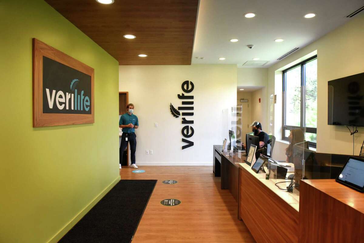 Check-in area at the Verilife cannabis dispensary on Tuesday, May 18, 2021, in Guilderland, N.Y. (Will Waldron/Times Union)