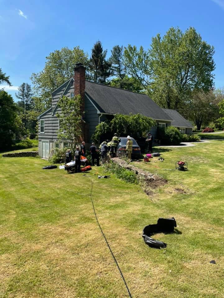 Newtown Police Investigate Car Crash Into Tree, House