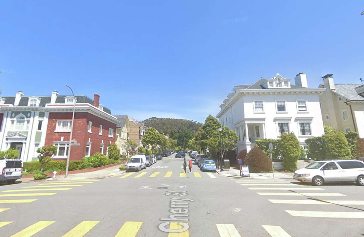 The intersection of Washington and Cherry in San Francisco where the Zodiac Killer murdered taxi driver Paul Stine in 1969.