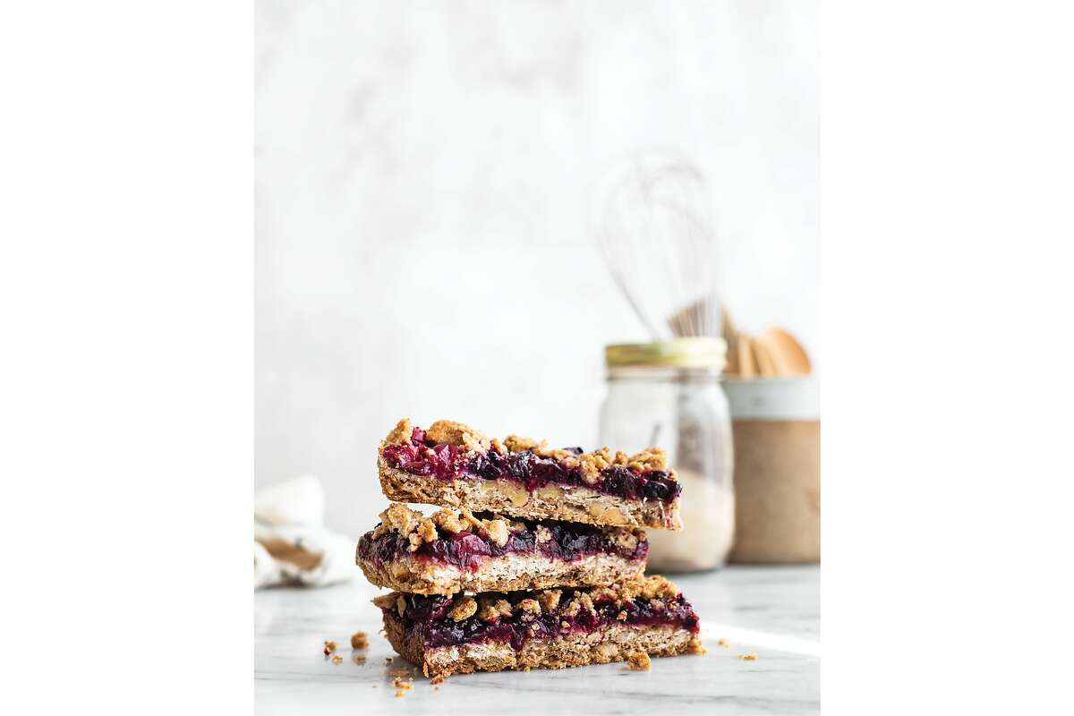 Vegan fruit crumble bars from “The Flour Craft Bakery & Cafe Cookbook” by Heather Hardcastle (Rizzoli).