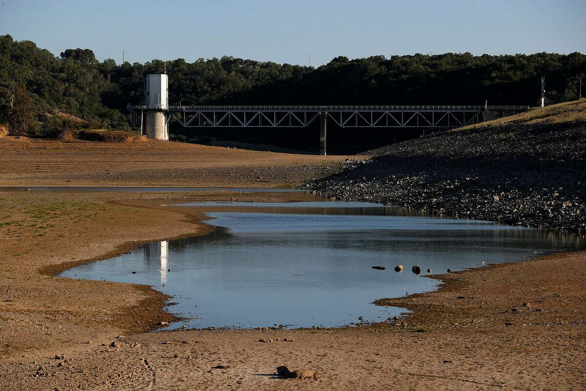 UKIAH, CALIFORNIA - APRIL 22: Low water levels are visible at Lake Mendocino on April 22, 2021 in Ukiah, California. As severe drought takes hold in California, the water level at Mendocino County's Lake Mendocino has dropped to a historic low of 43 percent capacity. This week, California Gov. Gavin Newsom declared a drought emergency in Sonoma and Mendocino counties. (Photo by Justin Sullivan/Getty Images)