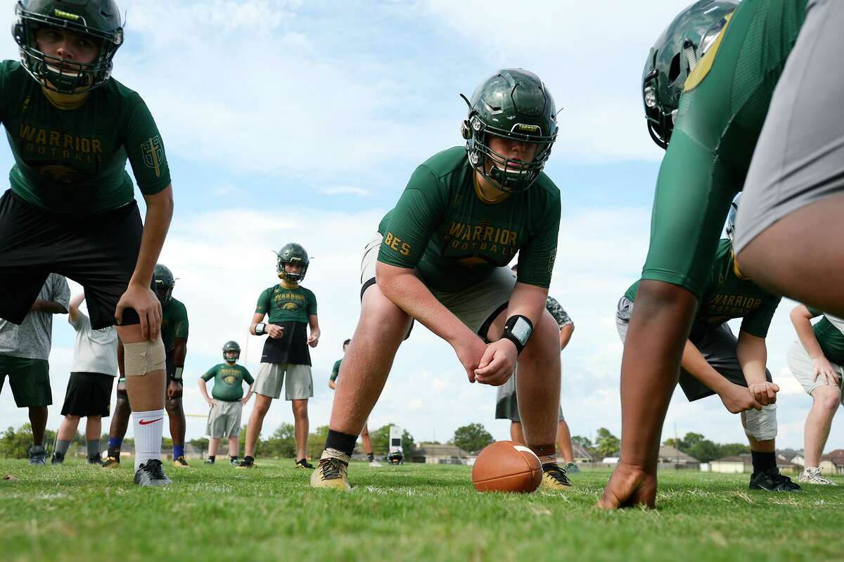 Legacy Christian Academy football players run drills during the team's practice. The team plays Kelly Catholic this week in what they'd like to make into a yearly private school rivalry. Photo taken Thursday 9/6/18 Ryan Pelham/The Enterprise