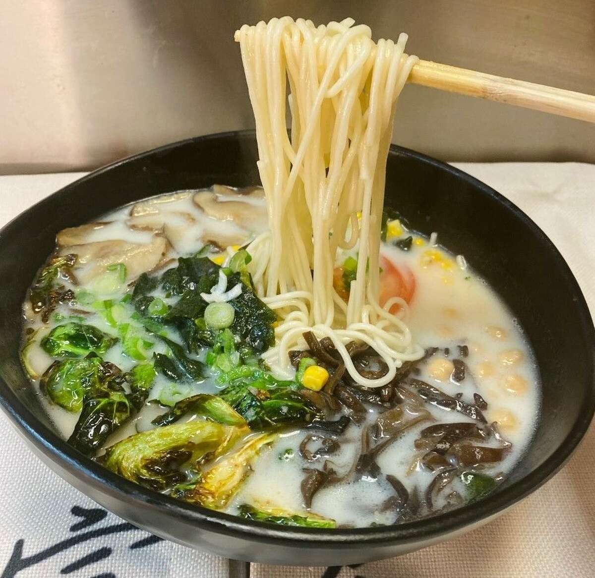 A bowl of vegan ramen at Trendy Vegan.