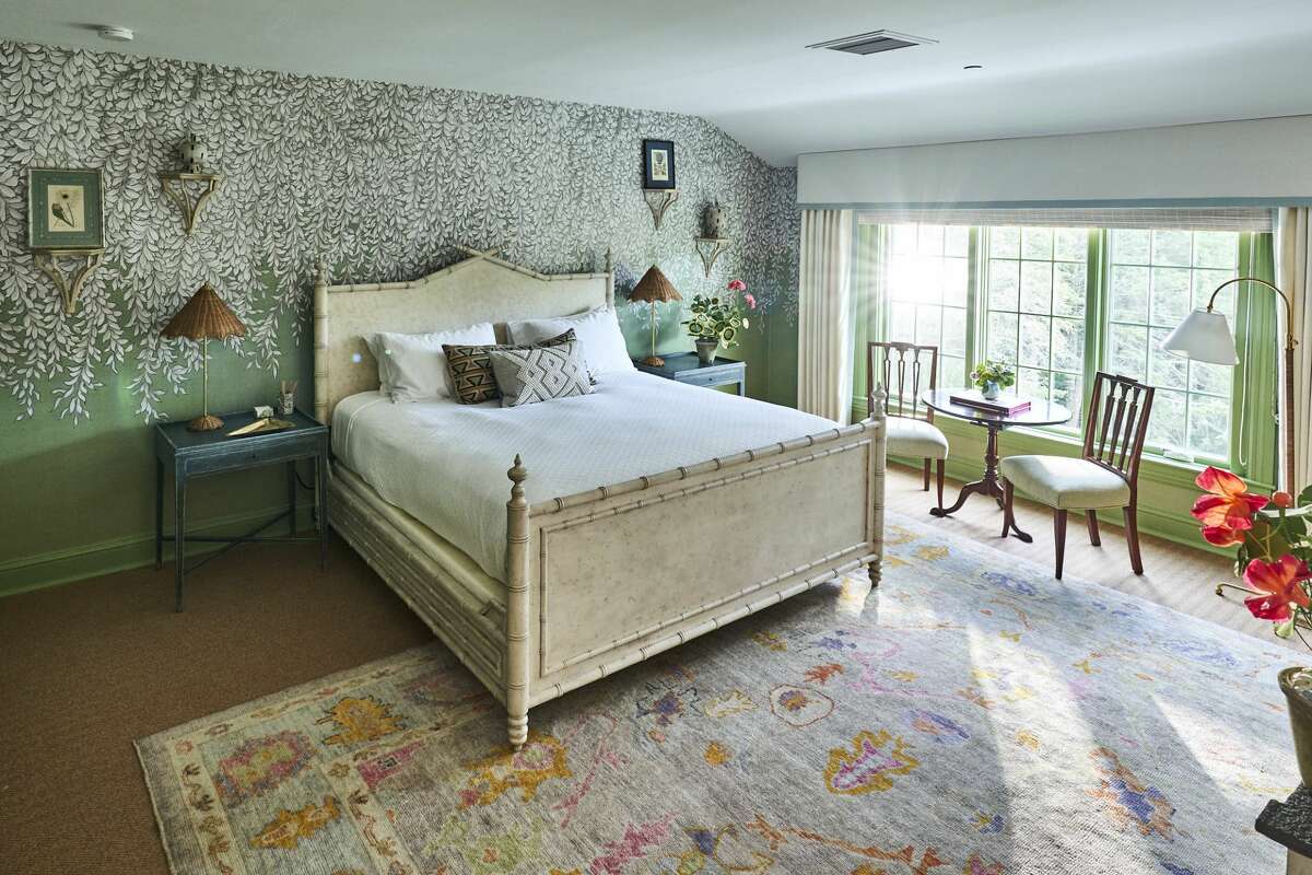 A guest room at the Mayflower Inn & Spa, Auberge Resorts Collection. The interior of the hotel was redesigned in the fall of 2020.