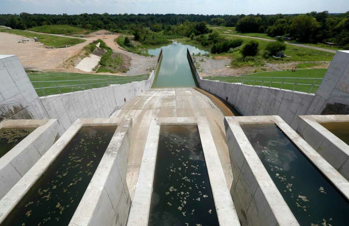 The reserve spillway for Energy Texas' $937 million power plant, in Willis.
