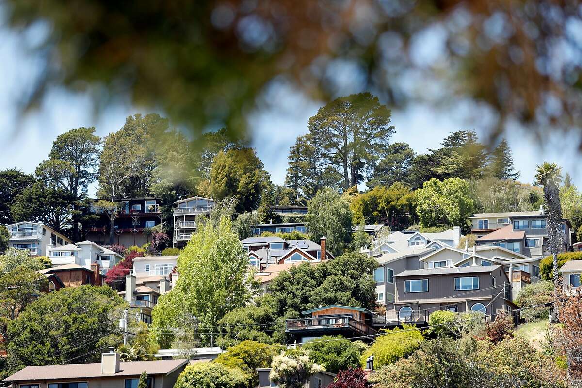 Houses overlook Tam Junction in Mill Valley. The Bay Area's median home price hit a record $1.3 million in April.