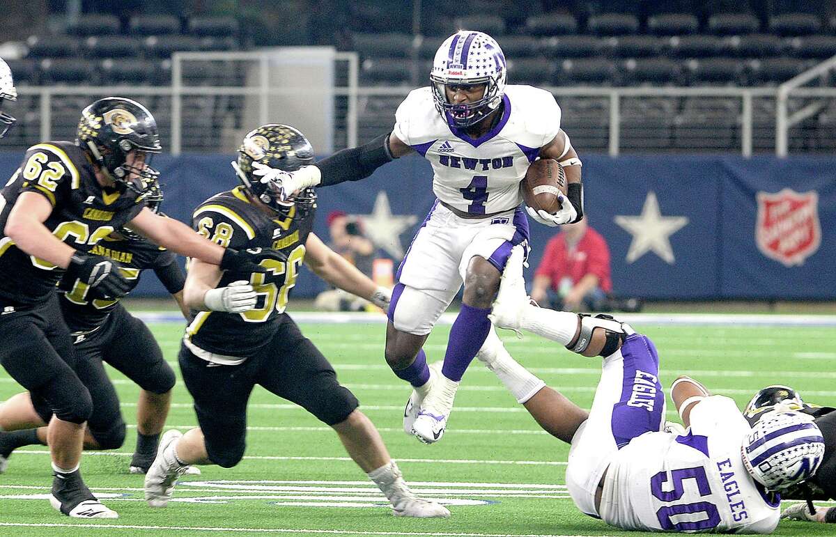 Newton's Darwin Barlow finds a hole to run the ball against Candian during their state final Class 3A Div. II game at AT&T Stadium. Photo taken Thursday, December 20, 2018 Kim Brent/The Enterprise