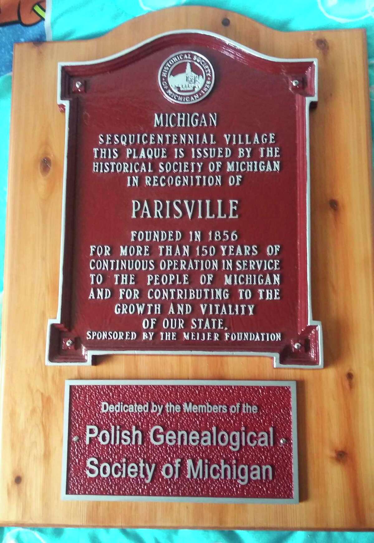 The plaque that will be placed in Parisville on June 5. (Roger Laske/Courtesy Photo)