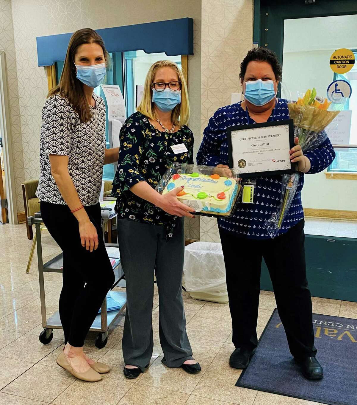 From left: Erin Platt, Nicole Logue and Cindy LaCour at Candlewood Valley Health and Rehabilitation.