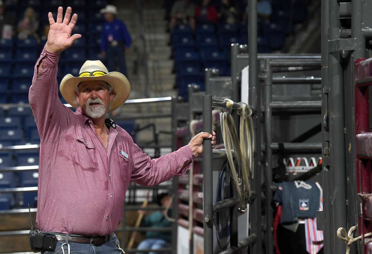 Rodeo staff await the start of the 75th annual PRCA rodeo on its opening night at the YMBL South Texas State Fair Friday. Photo made Friday, May 21, 2021 Kim Brent/The Enterprise