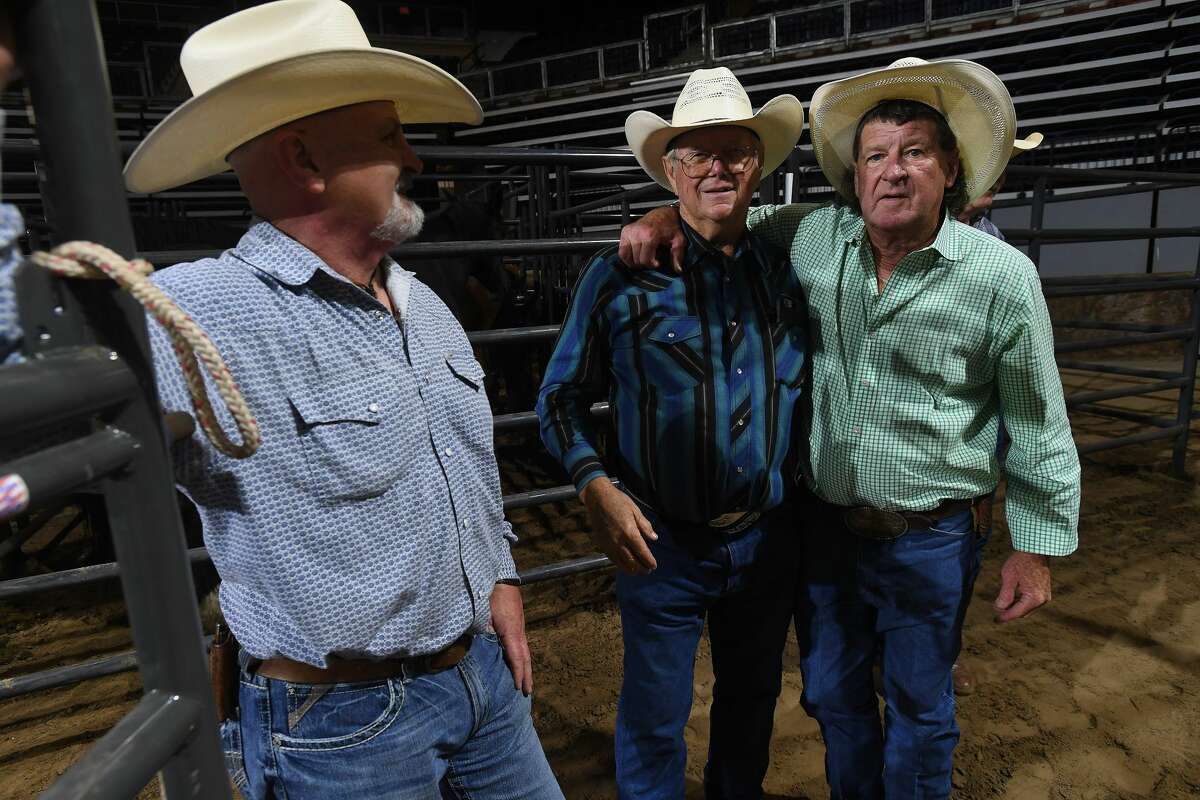 Rodeo staff await the start of the 75th annual PRCA rodeo on its opening night at the YMBL South Texas State Fair Friday. Photo made Friday, May 21, 2021 Kim Brent/The Enterprise