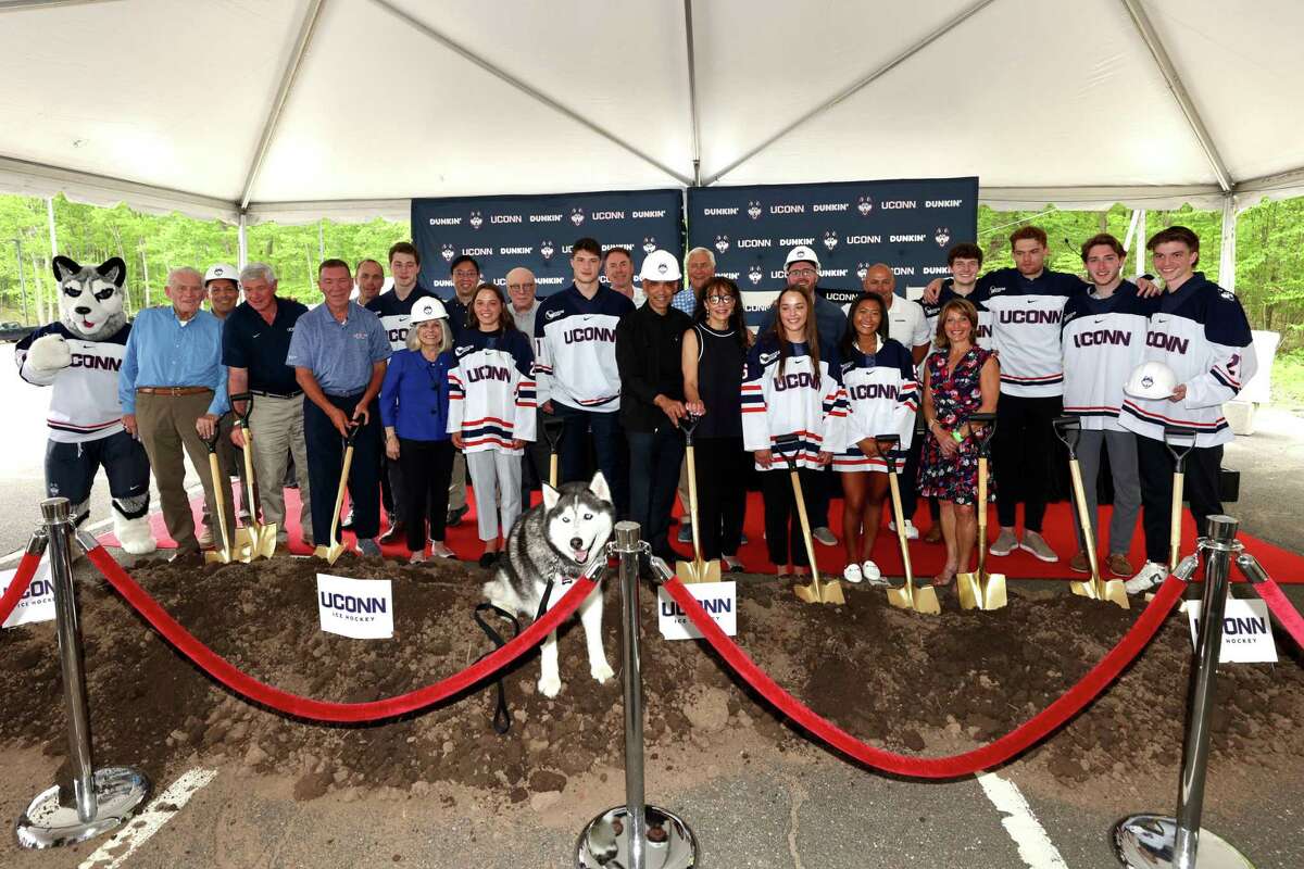 Scenes from Saturday’s groundbreaking ceremony for a new $70 million hockey arena at UConn.