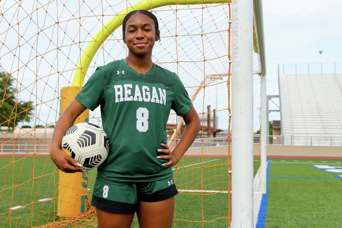 The Express-News' Girls Player of the Year, Reagan's Taylor Jernigan, at Comalander Stadium on Wednesday, May 19, 2021.