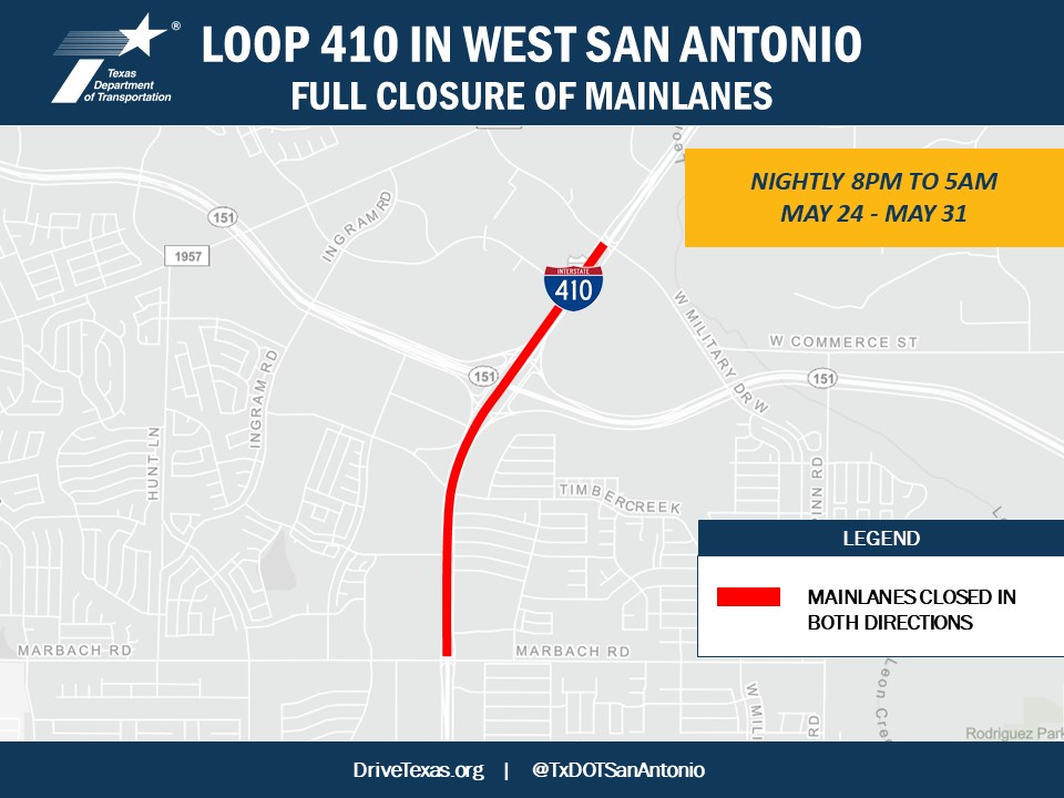 Construction will mean nightly shutdown for parts Loop 410 - Vimarsana News