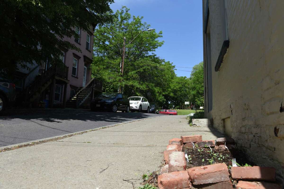 Corner of Wilbur and Philip streets where Destiny Greene, 15, of Colonie was fatally shot on Tuesday, May 25, 2021, in Albany, N.Y. Greene was a tenth grader at Shaker High School. She died Tuesday morning, hours after she arrived at Albany Memorial Hospital. (Will Waldron/Times Union)