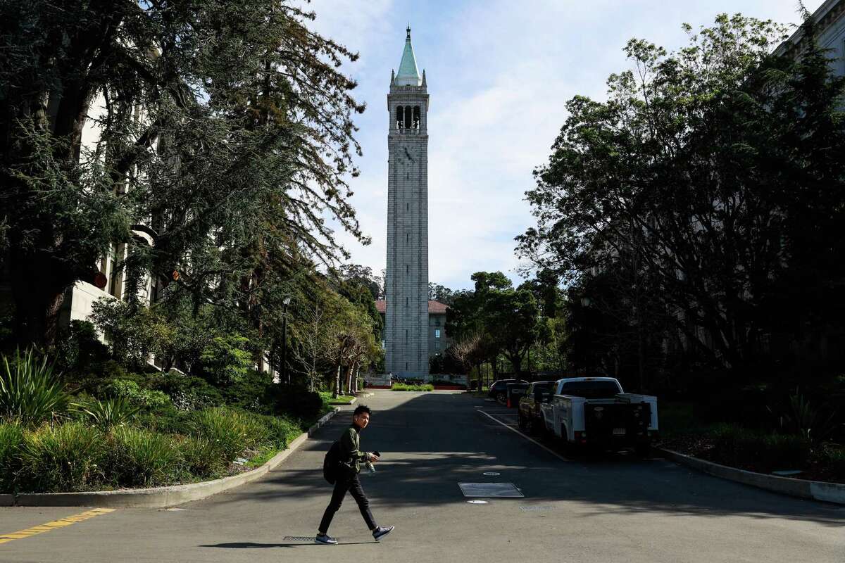 A man walks through the UC Berkeley campus on March 10, 2020.