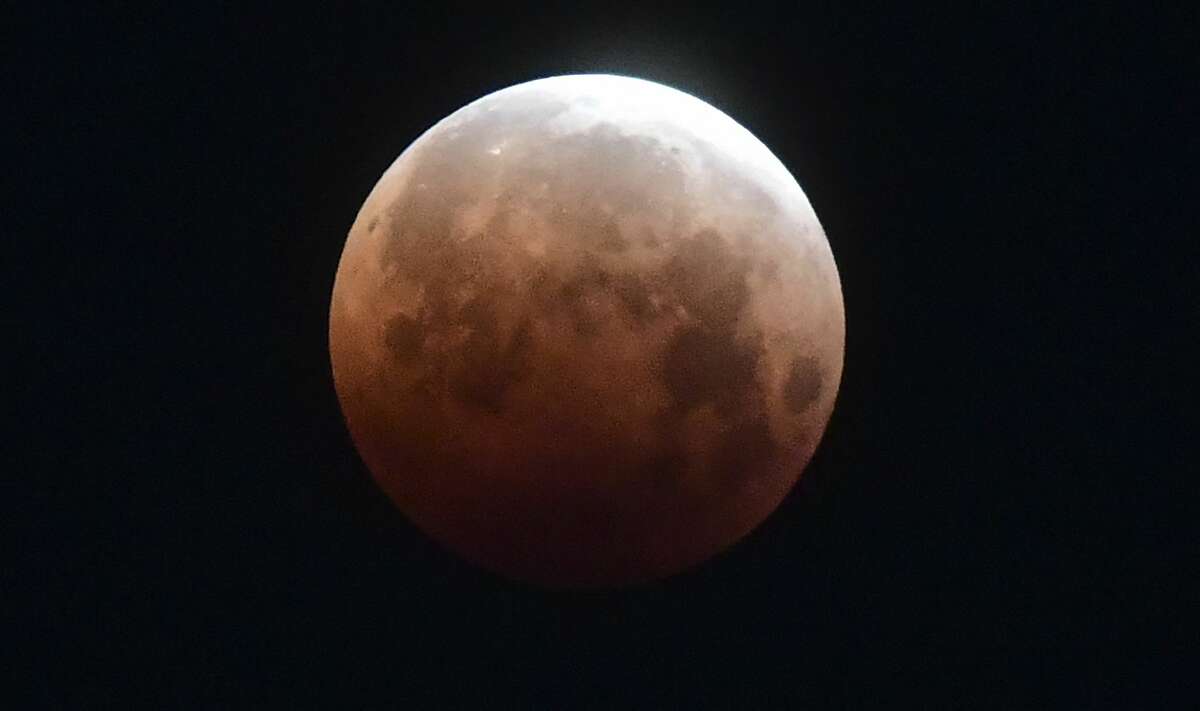 The Moon as seen over Santa Monica, California on May 26, 2021 during the