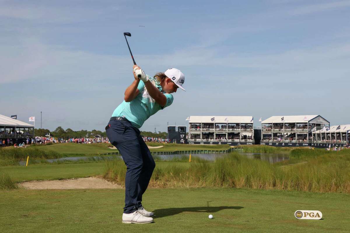 Cameron Smith plays his shot from the 17th tee during the third round of the PGA Championship at Kiawah Island Resort’s Ocean Course on Saturday in Kiawah Island, S.C.