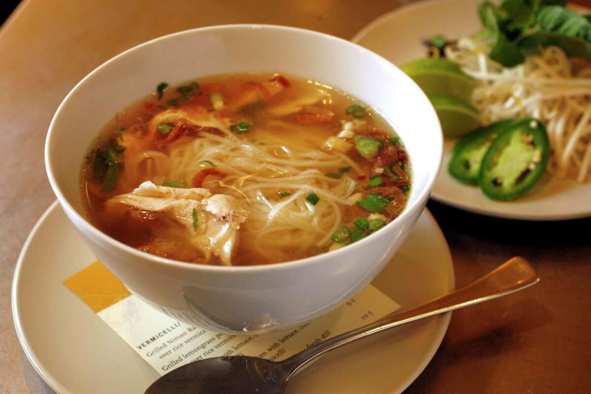 Chicken noodle soup at Out the Door, the sister restaurant to the Slanted Door, is seen in 2007. Chef Charles Phan’s team is gearing up to open a new restaurant, Moonset Noodle Shop, focused on Vietnamese noodle soups.