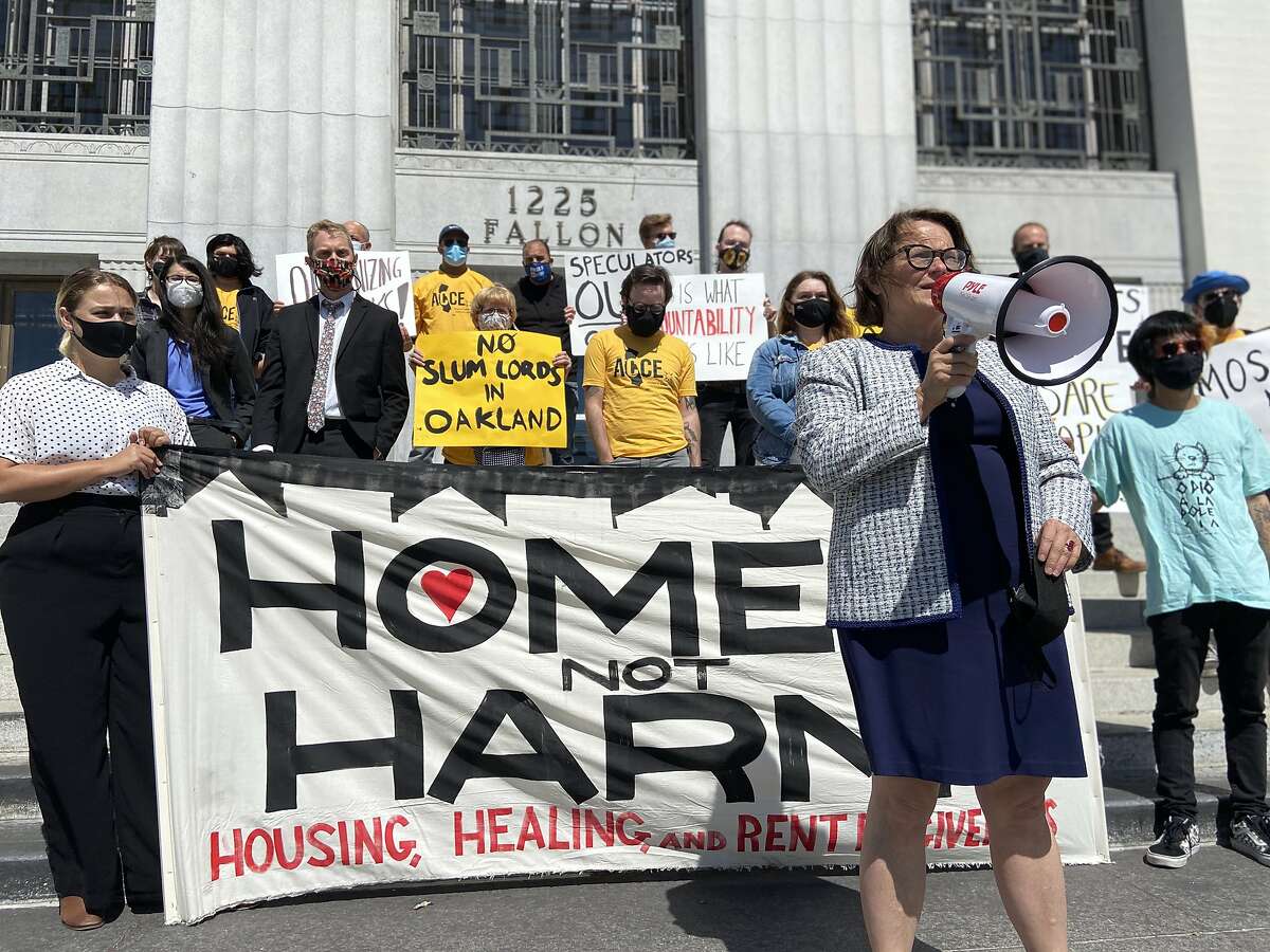 Members of the Alliance of Californians for Community Empowerment claim Mosser Capital, a San Francisco real estate investment company, has harassed tenants in Oakland in an attempt to force them out of buildings the company owns.