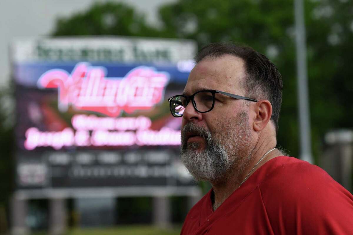 Tri-City ValleyCats manager Pete Incaviglia is interviewed during a media day event for the team on Wednesday, May 26, 2021, at Joseph L. Bruno Stadium in Troy, N.Y. (Will Waldron/Times Union)