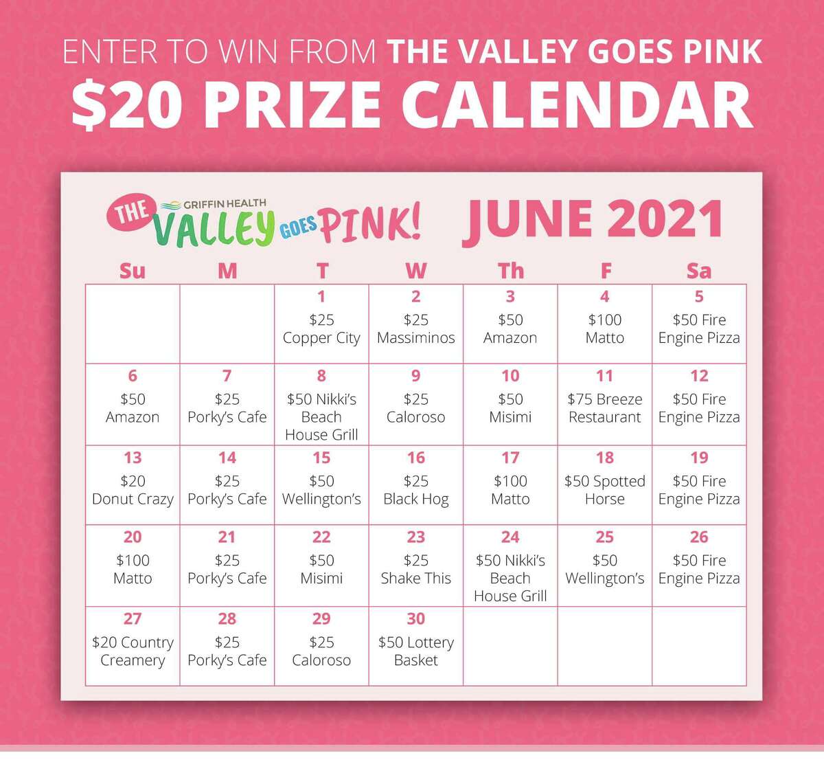 The Valley Goes Pink Campaign is holding a prize calendar fundraiser throughout June.