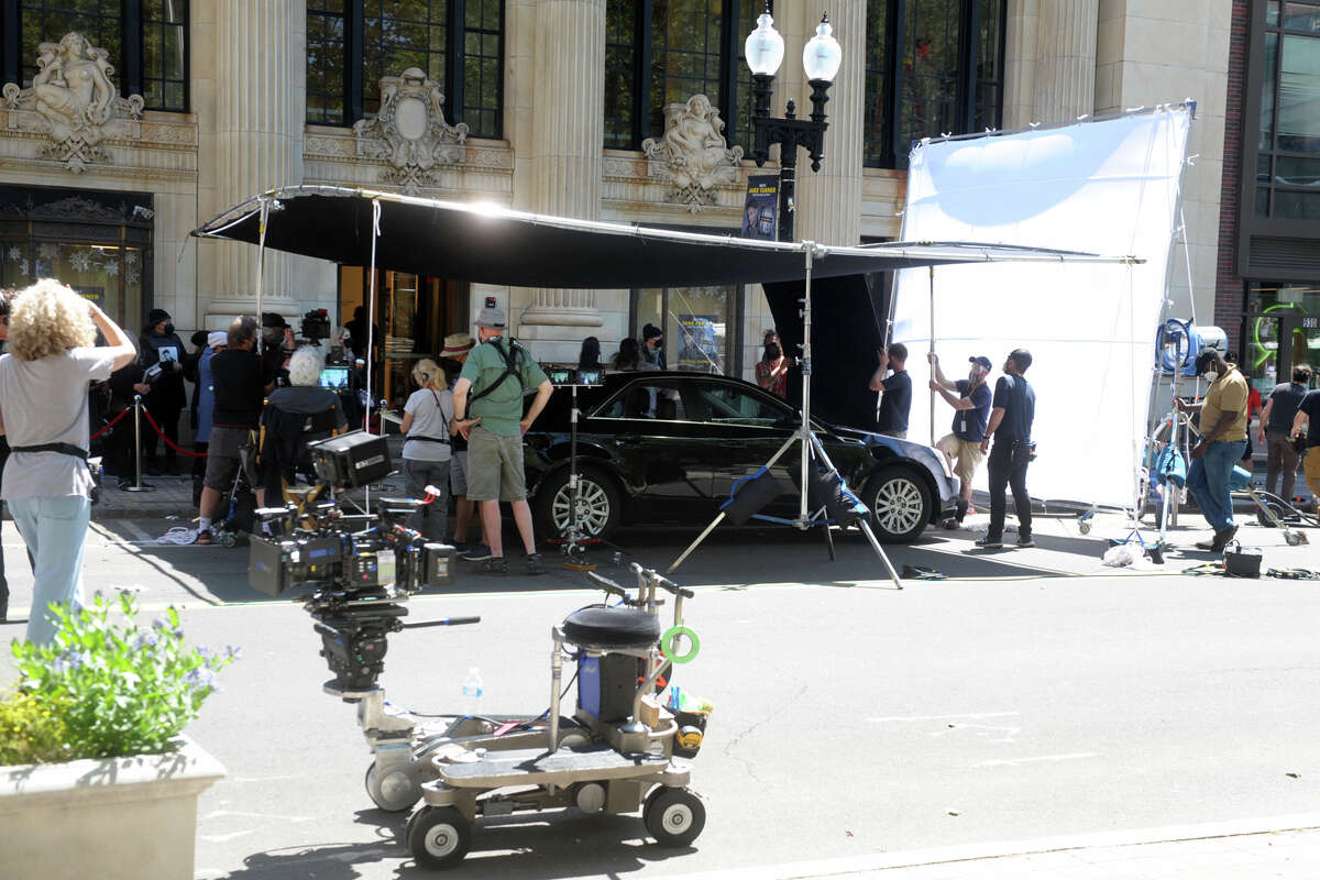 A crew films a scene for upcoming Netflix movie 