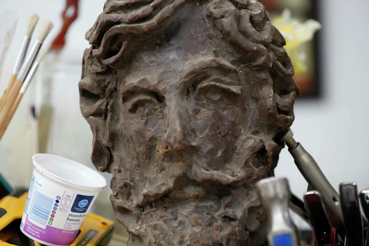 David Adickes' art work in his studio Tuesday, May 18, 2021, in Houston.