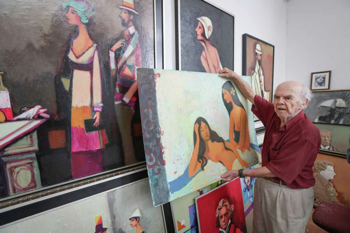 David Adickes looks through some of his artwork Tuesday, May 18, 2021, in Houston.