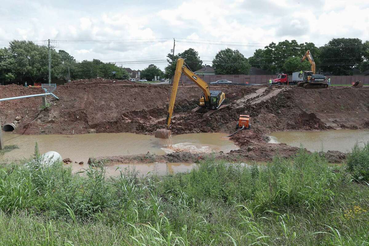 Mud Gully Improvements - Part of the Clear Creek Federal Project Thursday, May 27, 2021, in Houston.